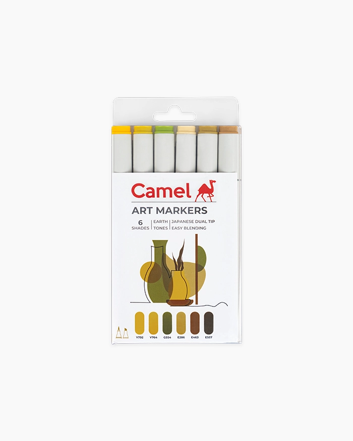 Camel  Art  Markers Set of 6 Shades -  Earth  Tone 