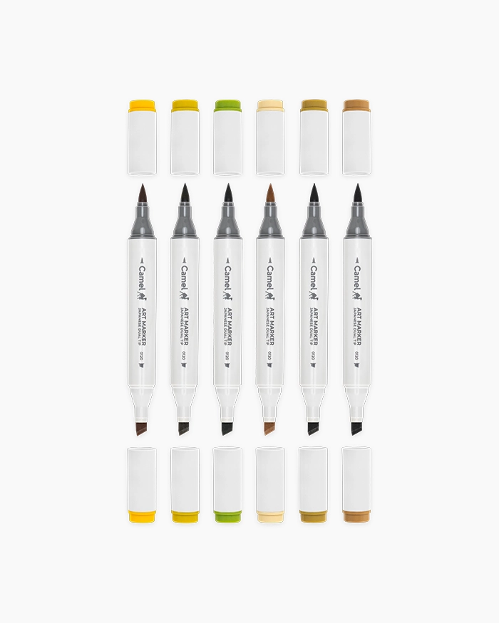Camel  Art  Markers Set of 6 Shades -  Earth  Tone 